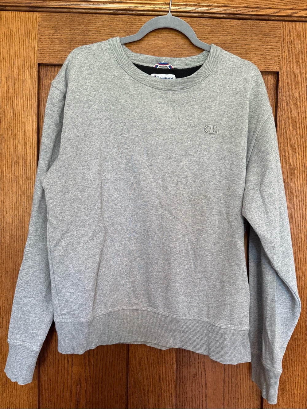 Champion Gray Crewneck Sweatshirt with Small Chest Logo